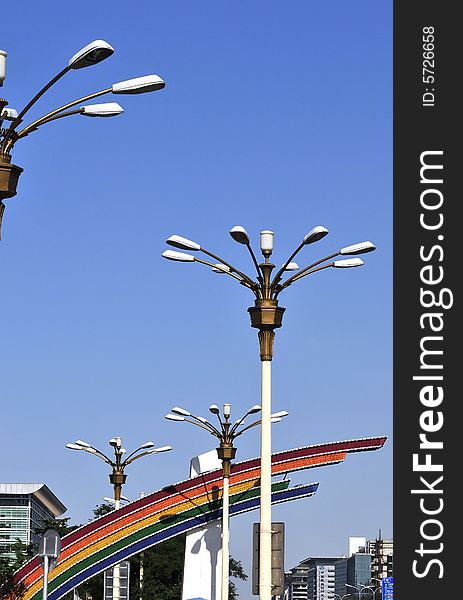 Street lamp in beijing city, city landscape