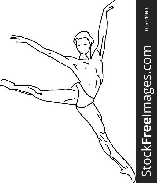 Ballet. Linear figure of the jumping men. Ballet. Linear figure of the jumping men.