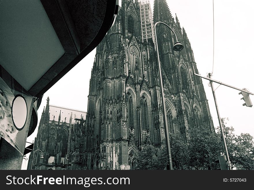 Cologne cathedral tilted view wide angle. Cologne cathedral tilted view wide angle