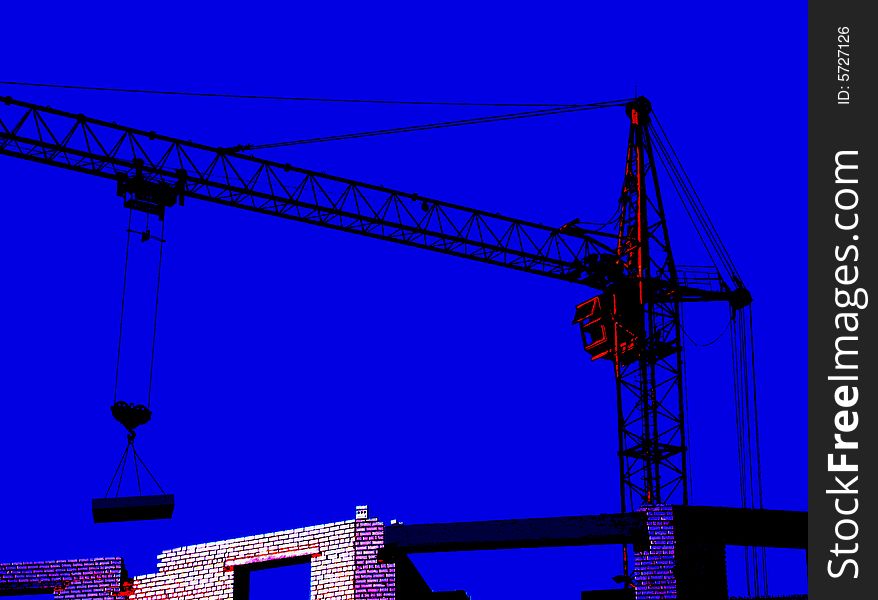 Construction of a new building by the hoisting crane. Construction of a new building by the hoisting crane.