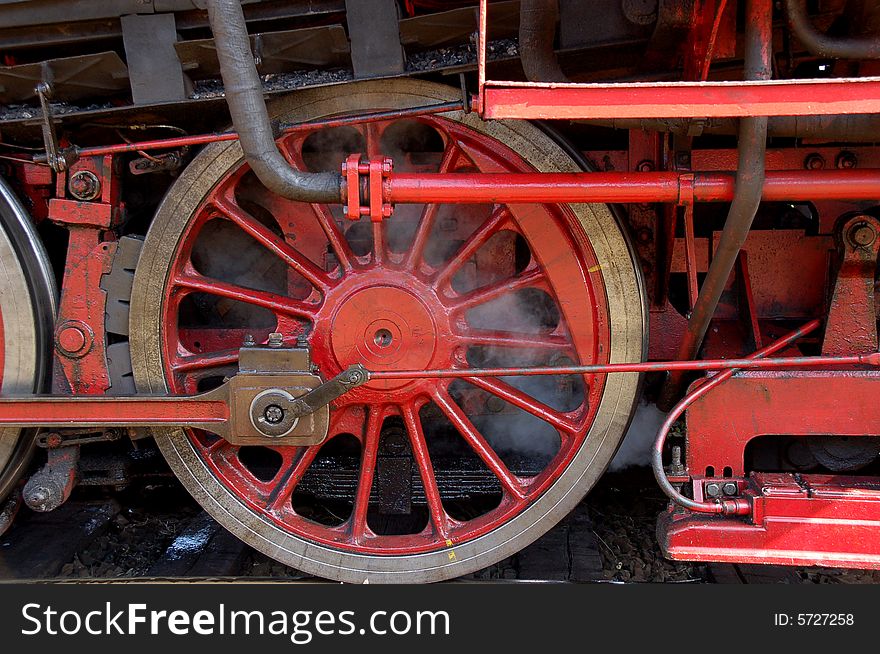 Detailedshoot of a steam engine drive wheel