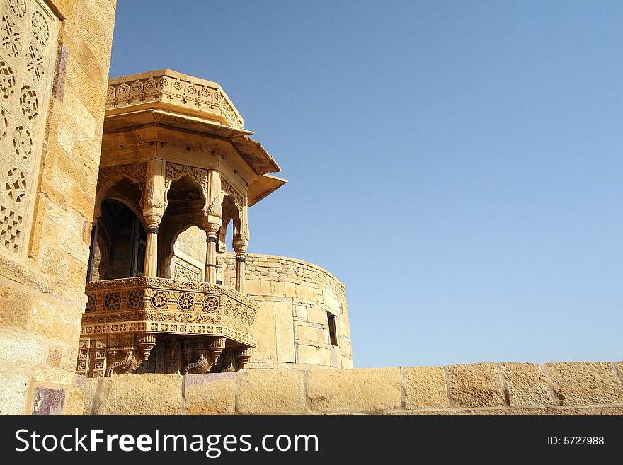 Shot of an indian palace. Beautiful sky in the background.