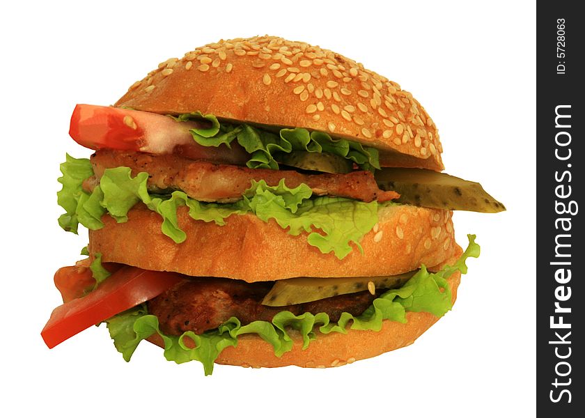 Isolated burger on the white background. Isolated burger on the white background