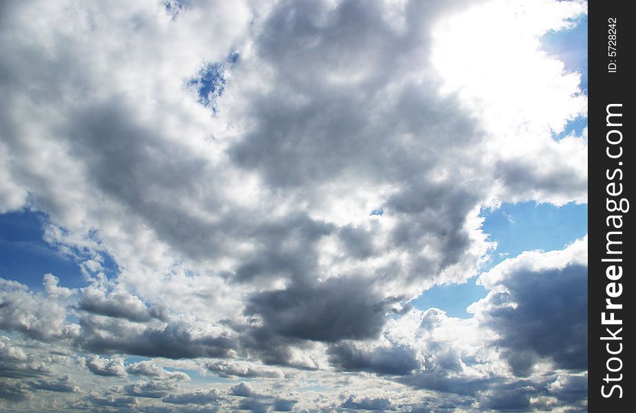 Gray clouds in a blue sky. Great background