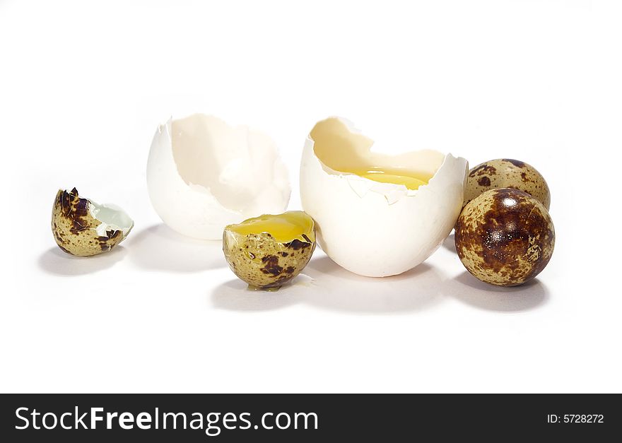 Fresh broken eggs isolated on a white background