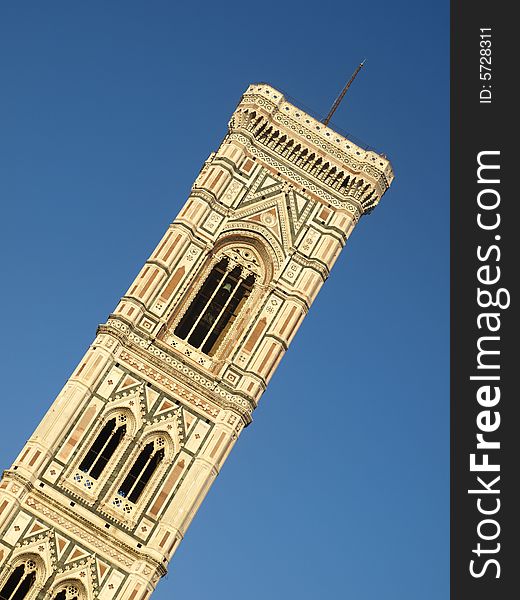 A particular shot of the Giotto belltower in Florence. A particular shot of the Giotto belltower in Florence