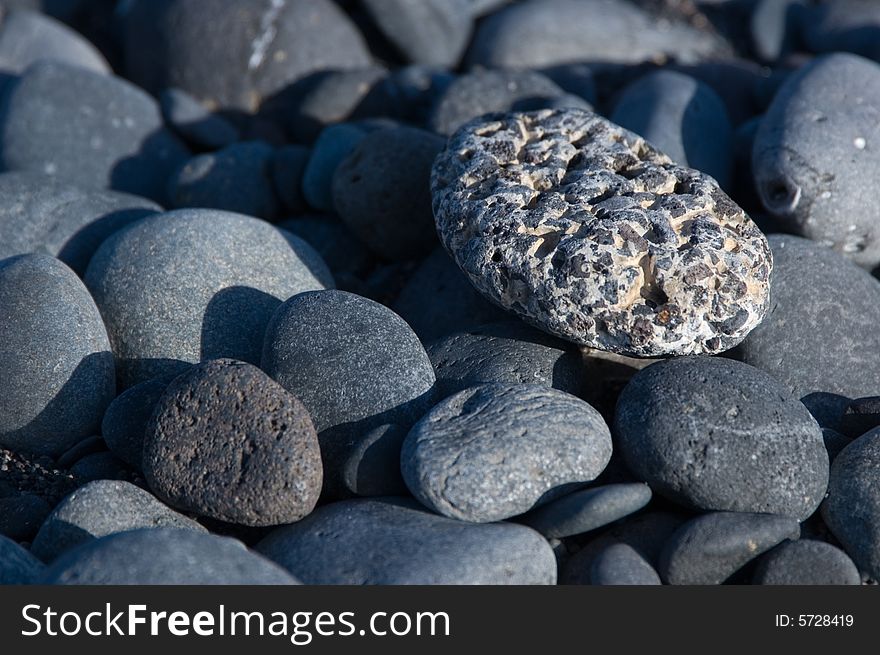 Stones on a beach near a sea