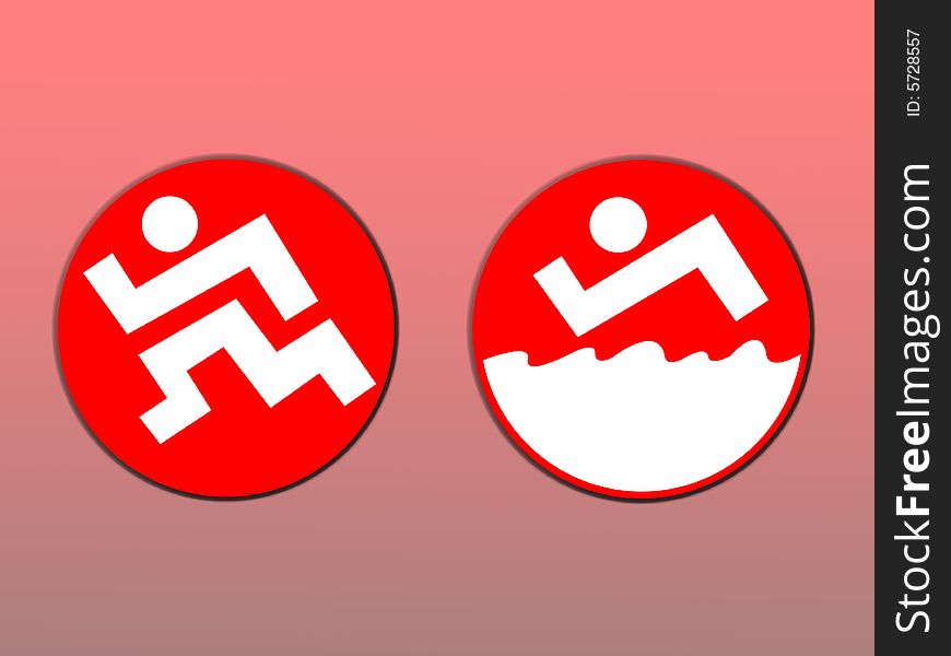 Sport icon set, run and swimming. Sport icon set, run and swimming