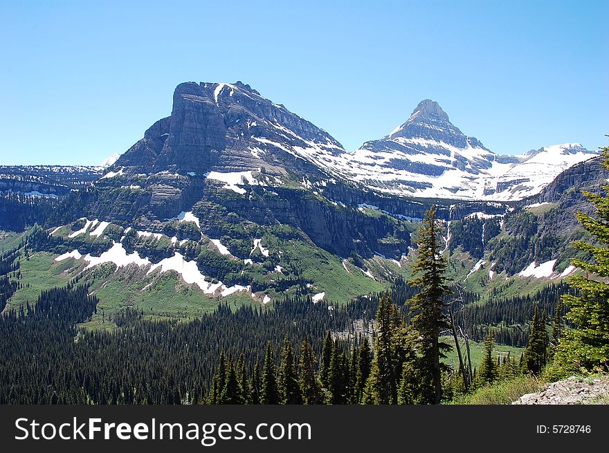 Rocky mountain and hillside forests in glacier national park, montana, united states. Rocky mountain and hillside forests in glacier national park, montana, united states