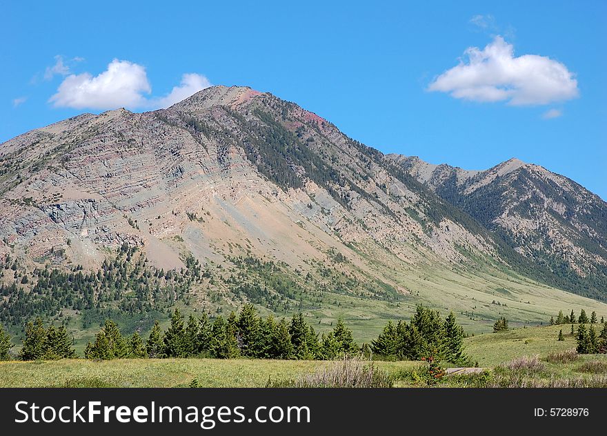 Mountains and meadows in waterton lake national park, canada