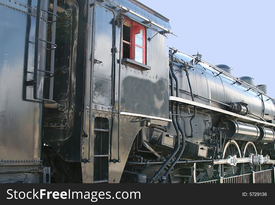 Close up footplate cab of 1927 canadian pacific steam engine. Close up footplate cab of 1927 canadian pacific steam engine