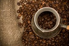 Cezve With Freshly Roasted Coffee Beans Royalty Free Stock Images Cezve With Freshly Roasted Coffee Beans Royalty Free Stock Images
