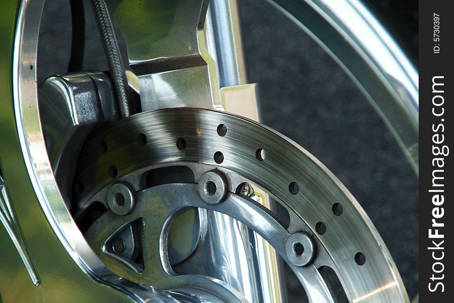 Closeup of Motorcycle Disk brake