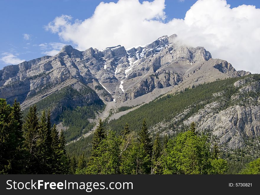 The Rocky Mountains, soaring above Banff, Alberta, Canada. The Rocky Mountains, soaring above Banff, Alberta, Canada.