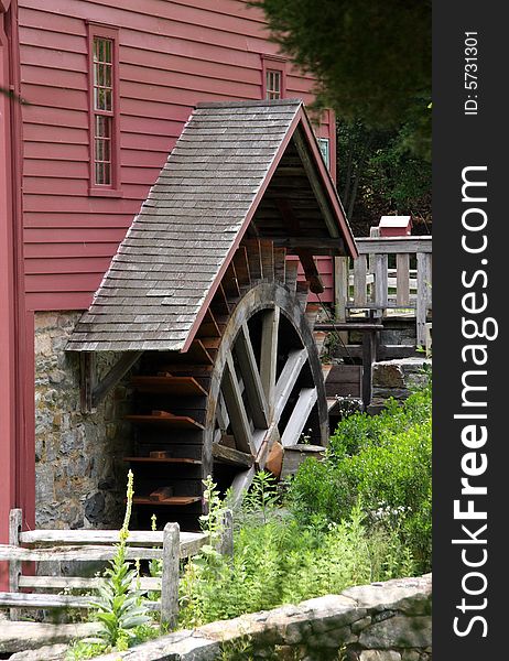 Water wheel for a maroon colored sawmill