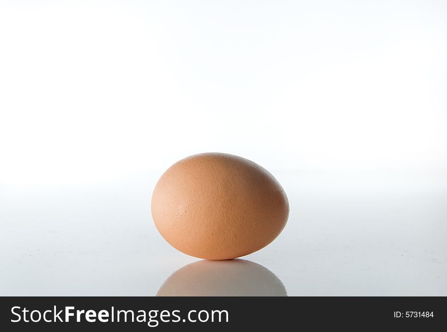 A Brown egg on a white background depicting the idea of youth and maternity