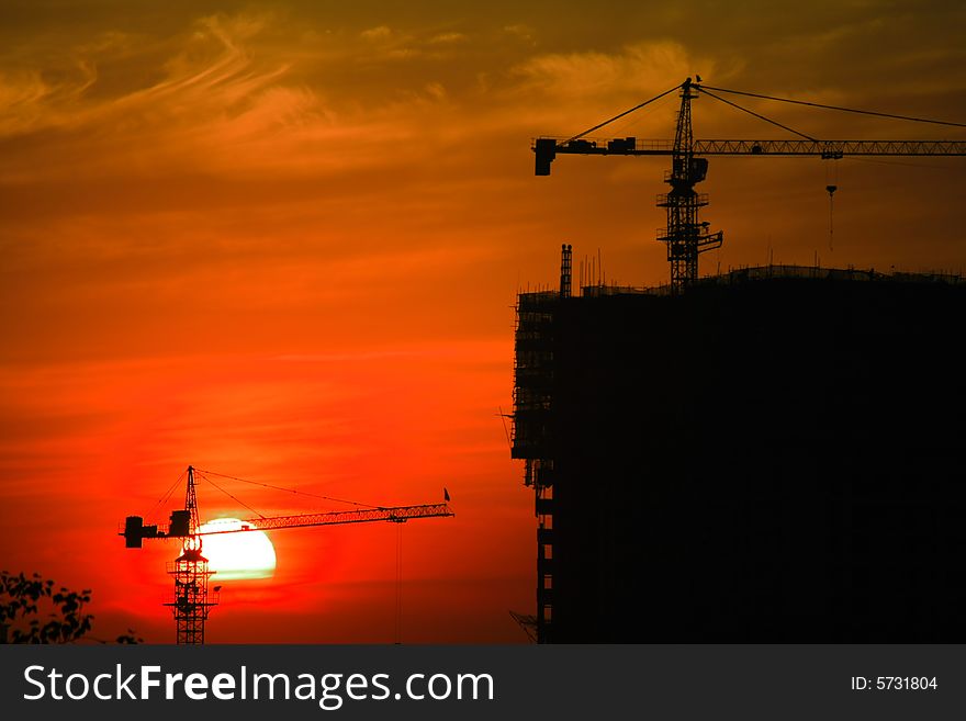 Sunset sky, clouds and the buildings in China. Sunset sky, clouds and the buildings in China