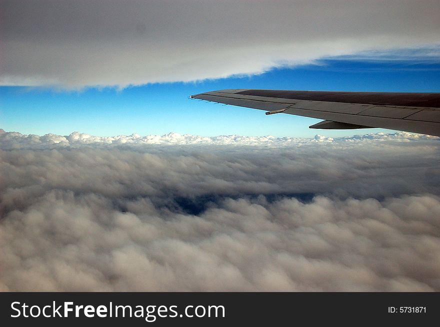 Flying between two levels of clouds. Flying between two levels of clouds