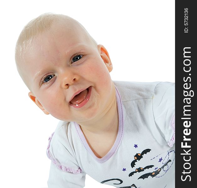 Little Baby Girl with hair stuck up taken closeup