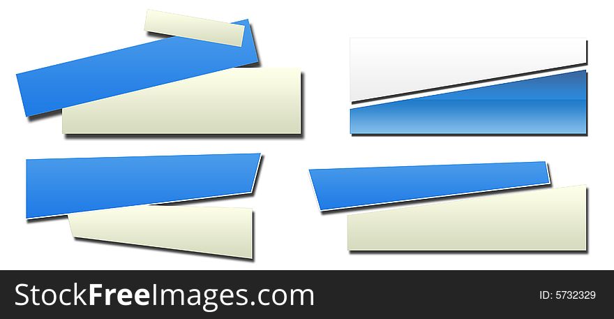 There are four different composition of banners. Blue and white rectangles, waiting for your text. There are four different composition of banners. Blue and white rectangles, waiting for your text.