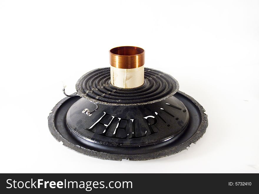 Sound spool track record with wire and inscription on white background
