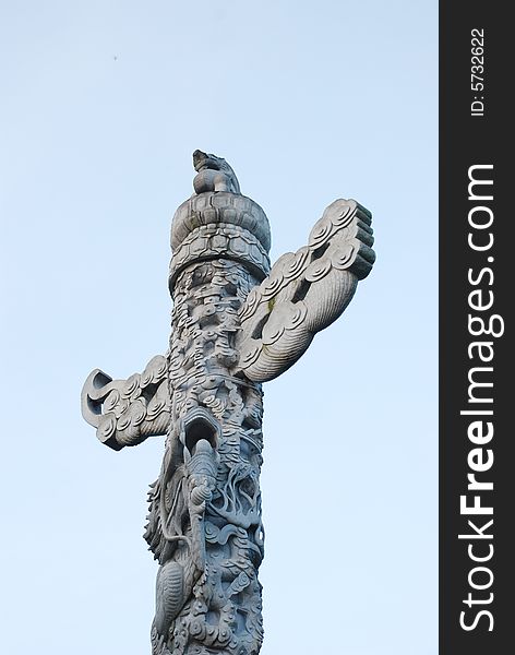 The Chinese marble stone ornamental column erected in front of palaces. The Chinese marble stone ornamental column erected in front of palaces.