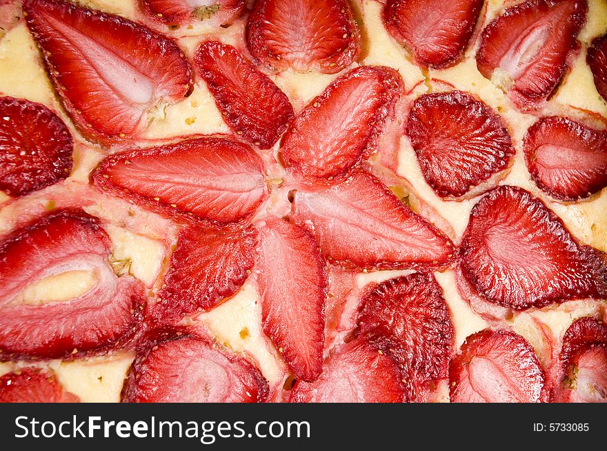 Cheese cake with strawberries and cream. Cheese cake with strawberries and cream
