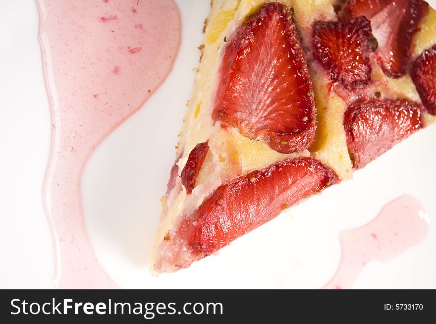 Cheese cake with strawberries and cream. Cheese cake with strawberries and cream
