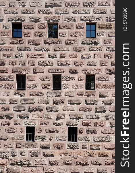 Fortress wall with windows in Nuremberg, Germany