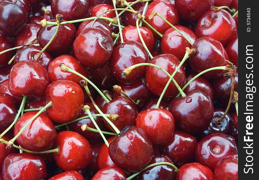 A group of ripe, juicy, fresh sweet cherries. close-up. A group of ripe, juicy, fresh sweet cherries. close-up