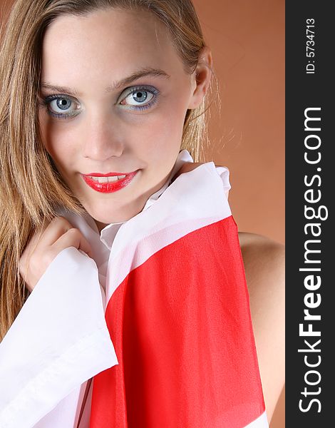 Beautiful young female model with the English Flag. Beautiful young female model with the English Flag