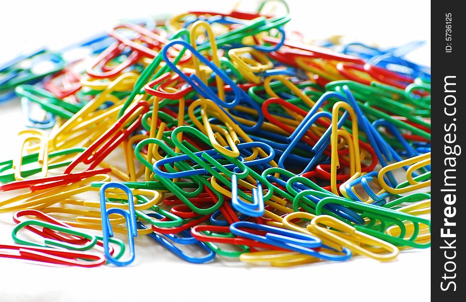 A shot of some coloured paper clips