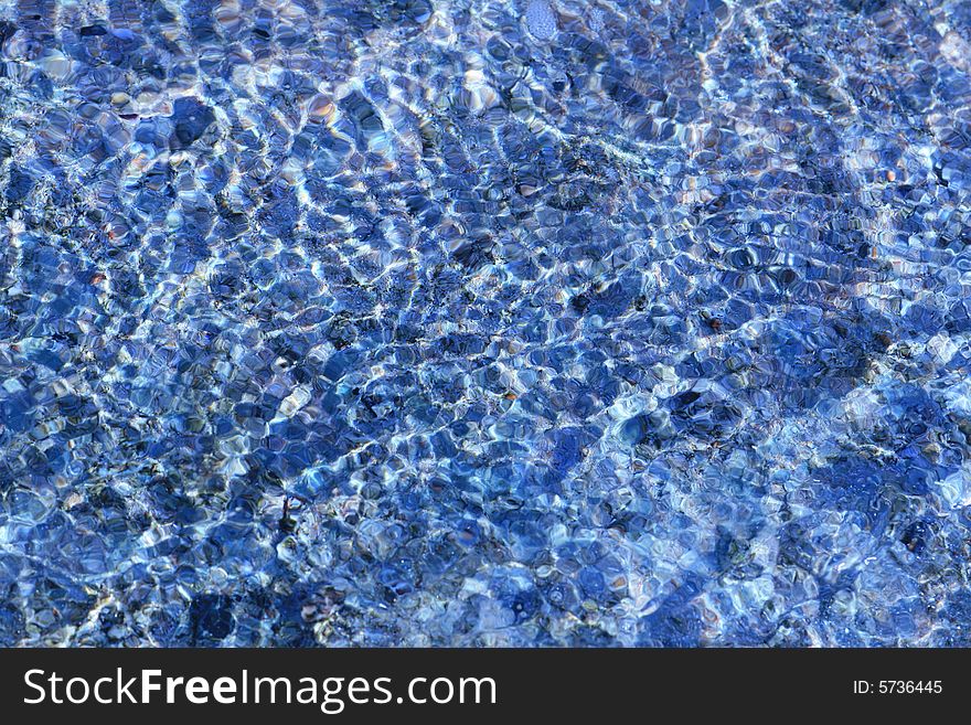 Blue transparent water surface  close-up