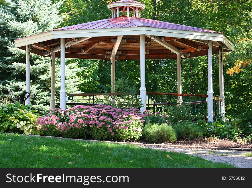 Gazebo with a lot of flowers