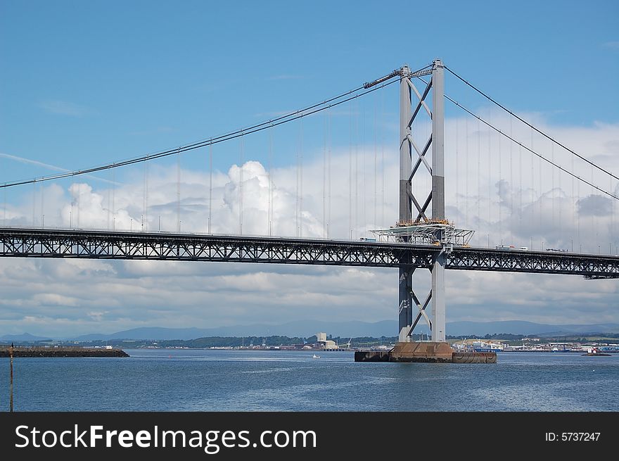 Forth road bridge near edinburgh in scotland