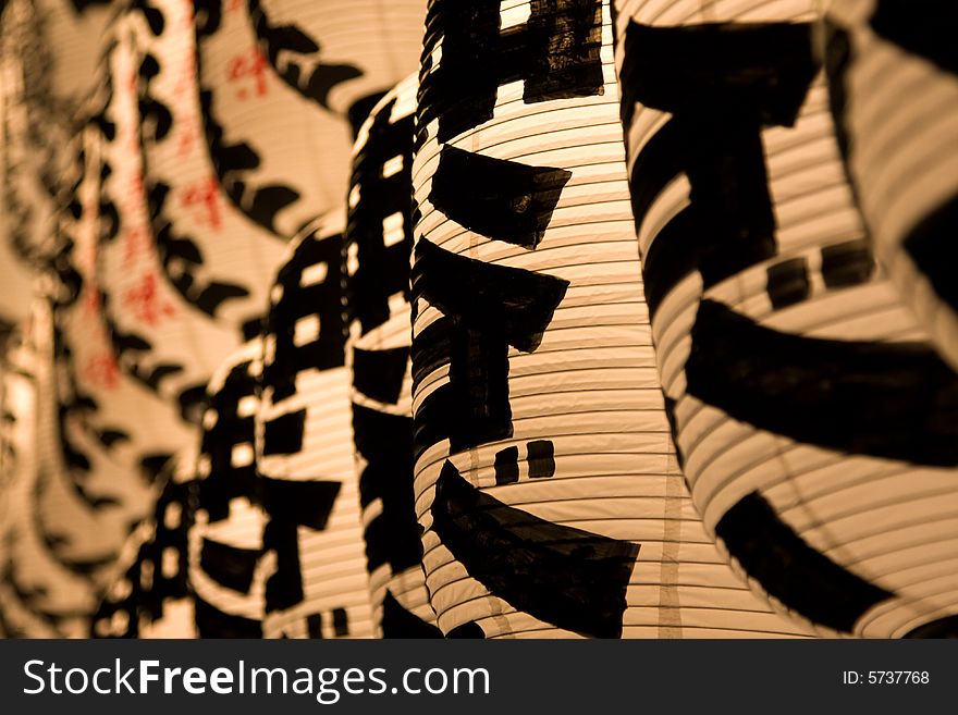 Japnese lanterns outside a temple. Japnese lanterns outside a temple