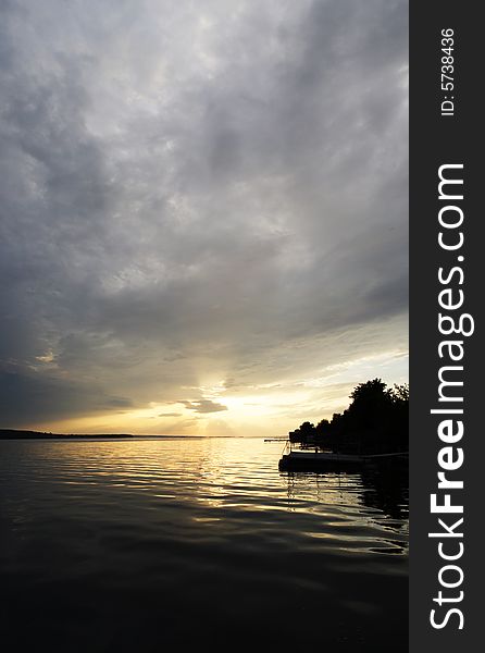 River, sky, sunset, clouds in summer. River, sky, sunset, clouds in summer