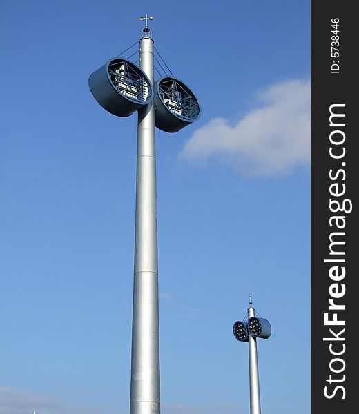 Dark blue spotlight on a football ground