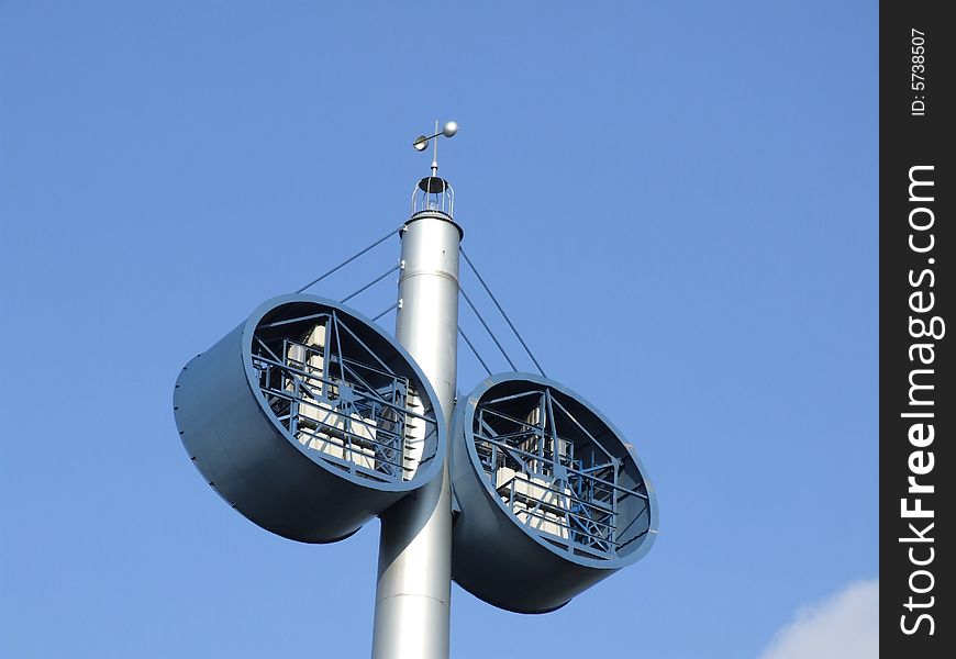 Dark blue spotlight on a football ground