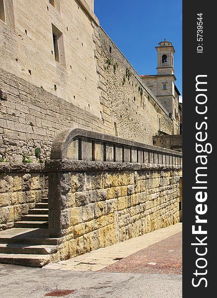 Walls of San Marino. Republic of freedom. Italy, Europe.