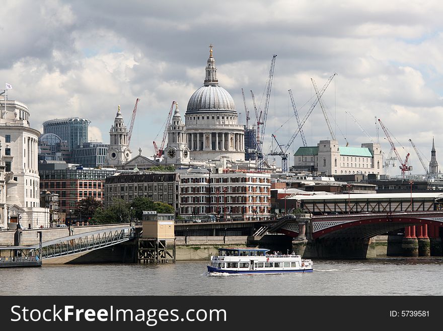 St Paul's Cathedral on the Thames in London. St Paul's Cathedral on the Thames in London