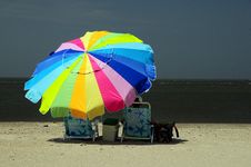 Woman Sitting Under Colorful Umbrella Royalty Free Stock Photo Woman Sitting Under Colorful Umbrella Royalty Free Stock Photo