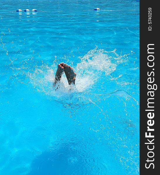 Man jumping into the pool. Man jumping into the pool