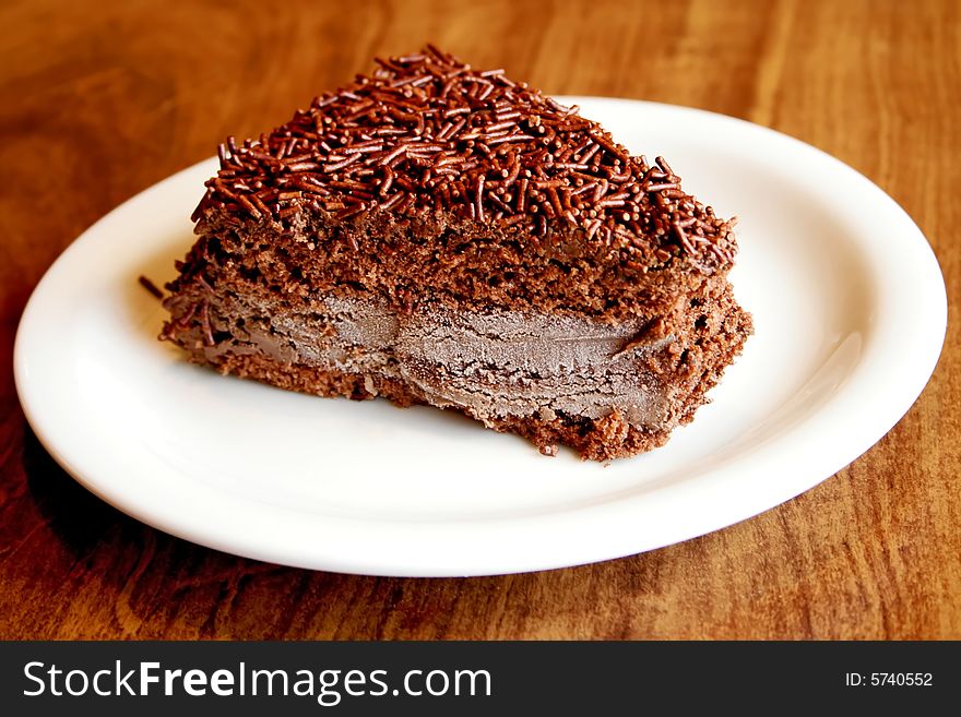 Chocolate cake with granulated brigadier . Chocolate cake with granulated brigadier