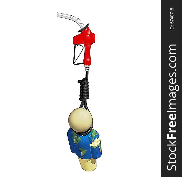 Simplistic person hanging from a gas-hose in the shape of a noose. Simplistic person hanging from a gas-hose in the shape of a noose.