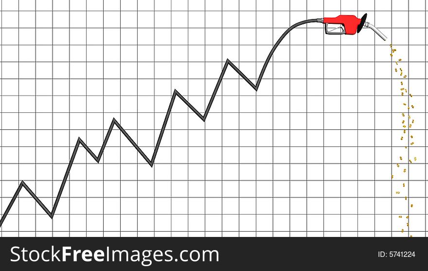 Gas pump nozzle with the chart shaped hose. Gas pump nozzle with the chart shaped hose