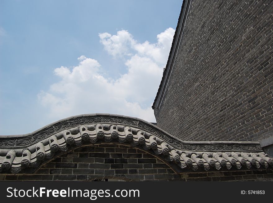This chinese ancient style roof and wall is included in shao lin temple.