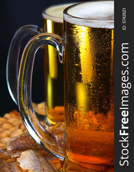 Beer mug on the table