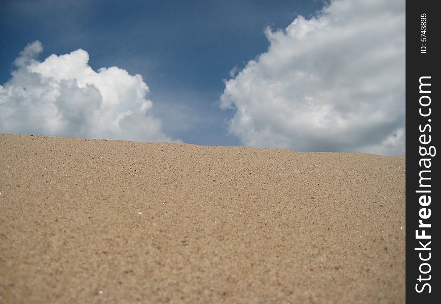 View of a Sand on background desert with clouds