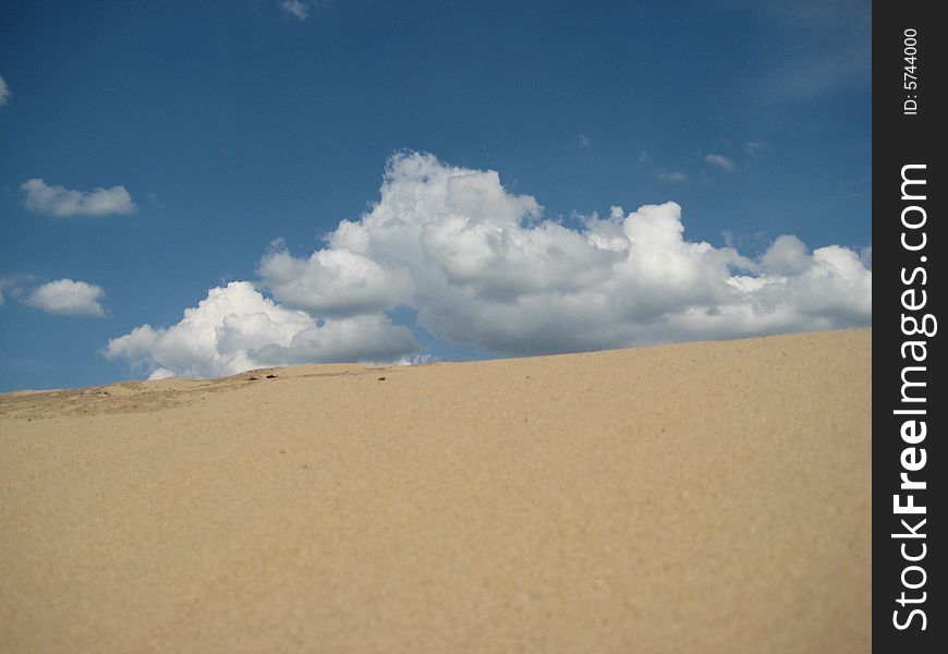 View of a Sand on background desert with clouds